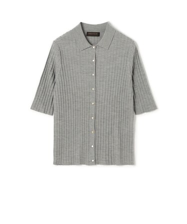 カシミヤシルクリブ ポロカーディガン