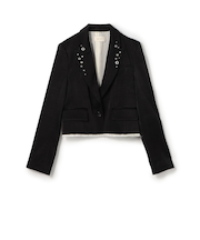 レーヨンウールサテン クロップドジャケット