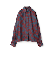 コットンオーガンジープリント ギャザースリーブシャツ