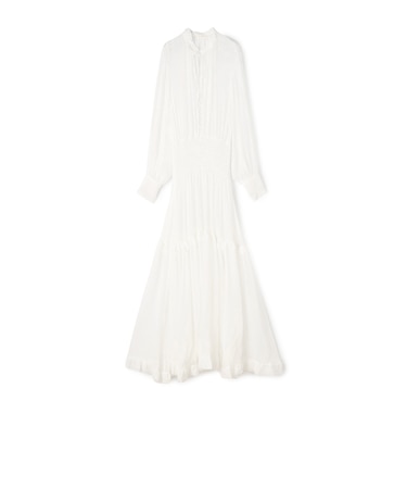 シルクシフォン ラッフルマキシワンピース