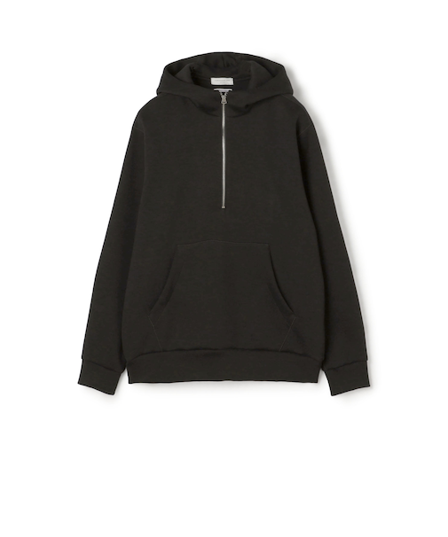 スビンコットン ダンボール ハーフジップ パーカ