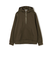 スビンコットン ダンボール ハーフジップ パーカ