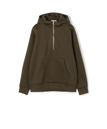 スビンコットン ダンボール ハーフジップ パーカ