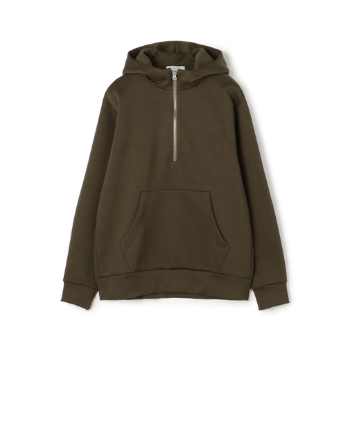 スビンコットン ダンボール ハーフジップ パーカ