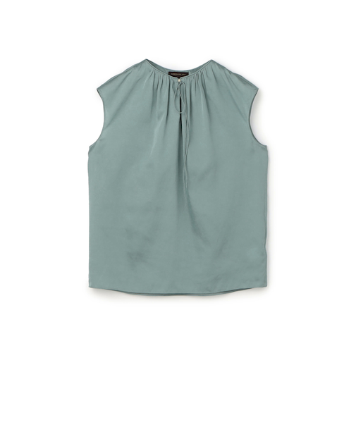 シャイニーシャンブレー スリーブレレスブラウス