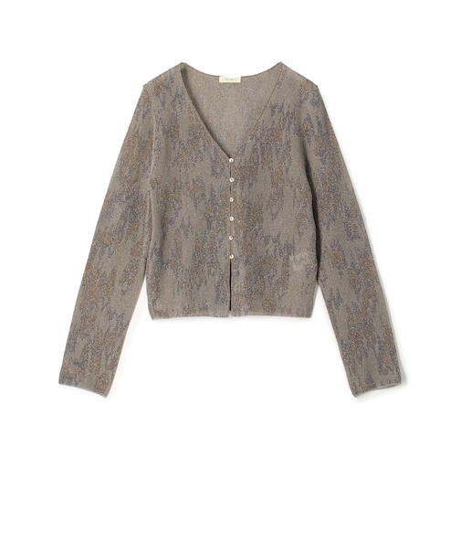 ソフトラメジャカード Vネックカーディガン