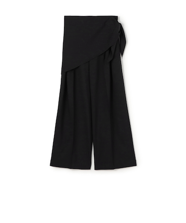 ポリエステルウールストレッチ タックワイドパンツ