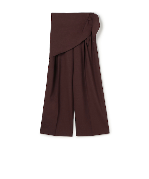 ポリエステルウールストレッチ タックワイドパンツ