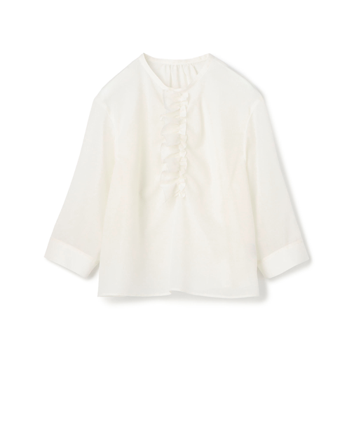 ポリエステルウールボイル フリルブラウス