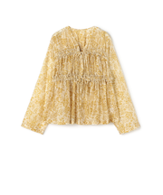 セルロースポリエステルプリント ギャザーブラウス