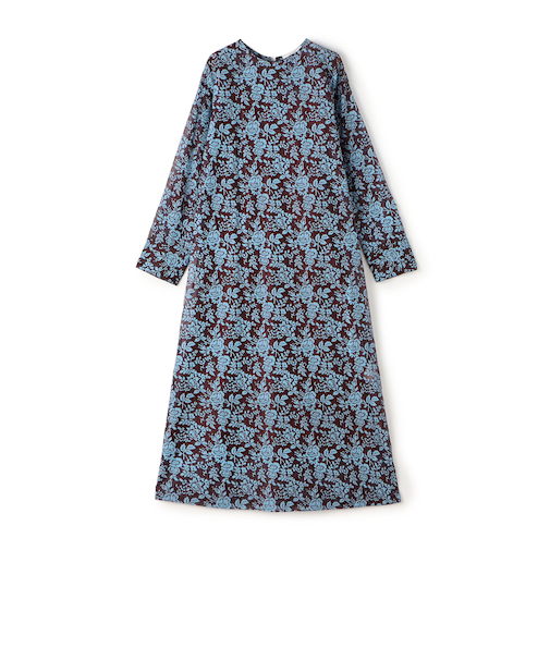 セルロースポリエステルプリント クルーネックワンピース