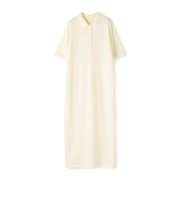 ウールポリエステルパールコンビ ポロロングワンピース