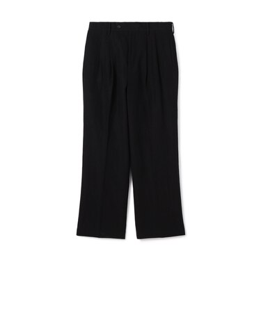 ウールリネンコットン 2タックワイドストレートパンツ