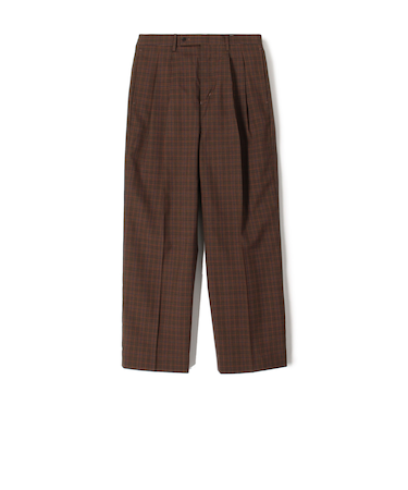 SUPER120’Sウール 2プリーツ ワイドストレート バレルパンツ