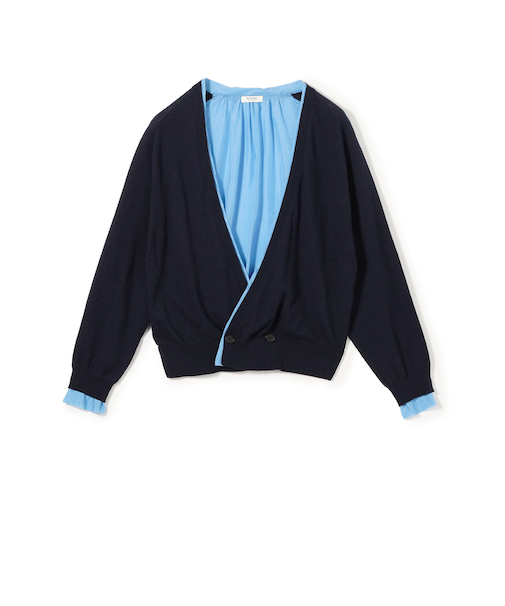 ファブリックコンビ Vネックカーディガン