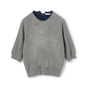 ファブリックコンビ ハーフスリーブプルオーバー