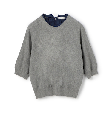 ファブリックコンビ ハーフスリーブプルオーバー