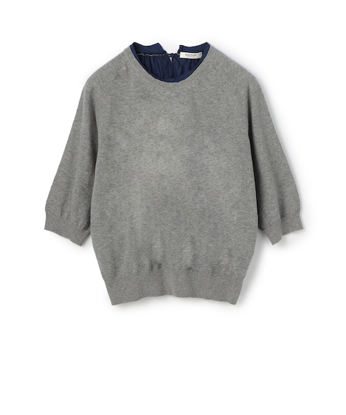 ファブリックコンビ ハーフスリーブプルオーバー