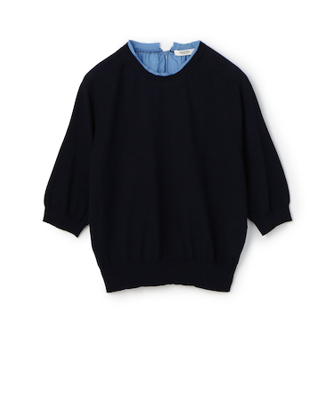 ファブリックコンビ ハーフスリーブプルオーバー