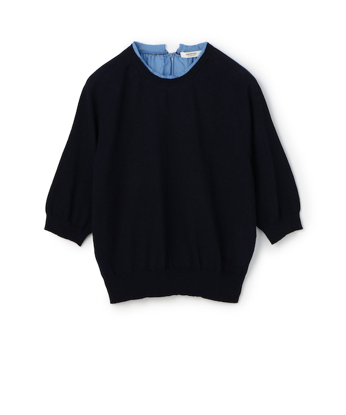 ファブリックコンビ ハーフスリーブプルオーバー