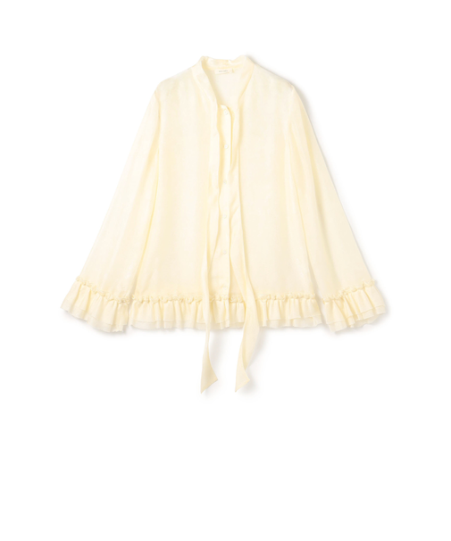 ムービングシャドウ ジャガード ボウタイフリルシャツ