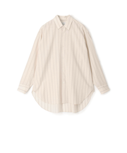 ウールナイロンストライプ ロングスリーブ オーバーシャツ