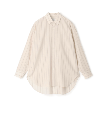 ウールナイロンストライプ ロングスリーブ オーバーシャツ