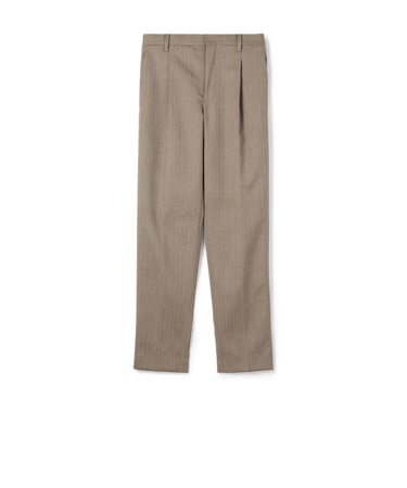 ウールヘリンボーン 1プリーツスラックス