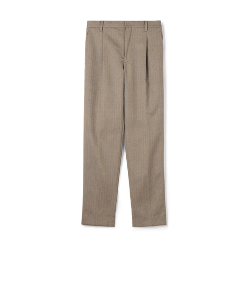 ウールヘリンボーン 1プリーツスラックス