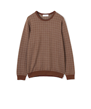 ウールシルクカシミヤ ジオメトリック柄 クルーネックプルオーバーニット