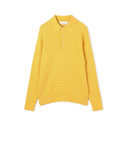 コットンシルク ポロカラー ケーブルニット