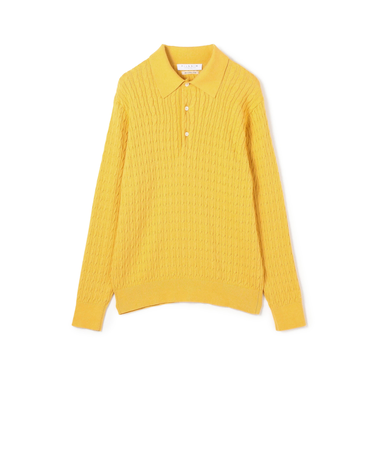 コットンシルク ポロカラー ケーブルニット