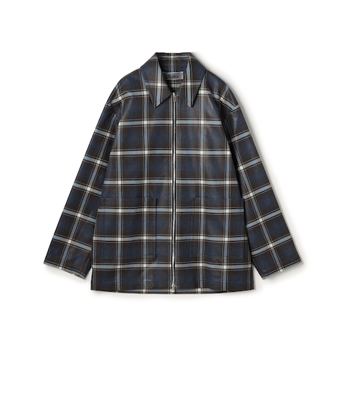 箔コーティングチェック ジップブルゾン