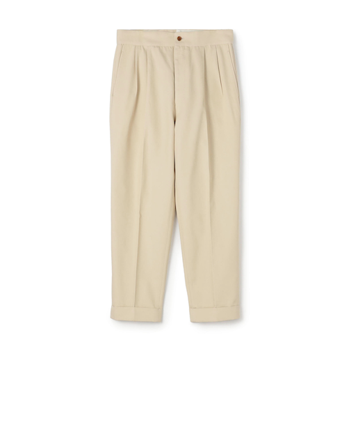 コットンカシミヤ バックベルト ペグトップスラックス SONDRIO