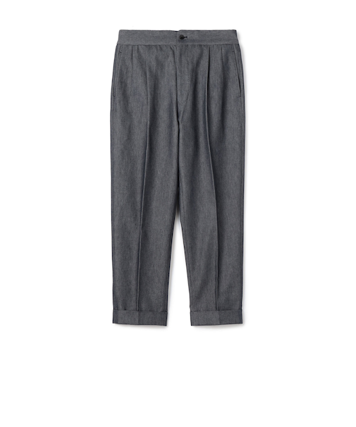 コットンカシミヤ バックベルト ペグトップスラックス SONDRIO