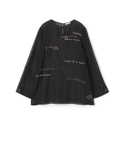 メッセージエンブロイダリー プルオーバーブラウス