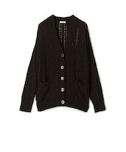 シルクループヤーン アイレット Vネックカーディガン