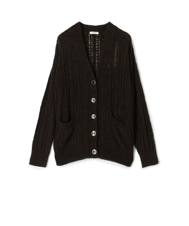 シルクループヤーン アイレット Vネックカーディガン