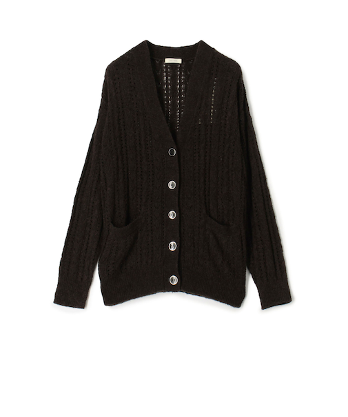シルクループヤーン アイレット Vネックカーディガン