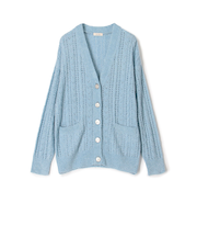 シルクループヤーン アイレット Vネックカーディガン