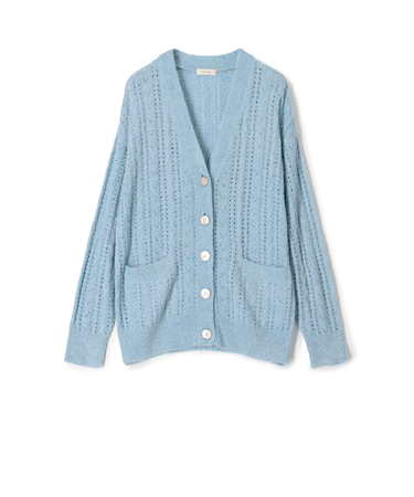 シルクループヤーン アイレット Vネックカーディガン