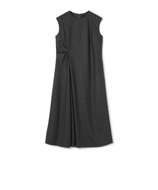 シングルトラックストライプ アシンメトリードレープワンピース