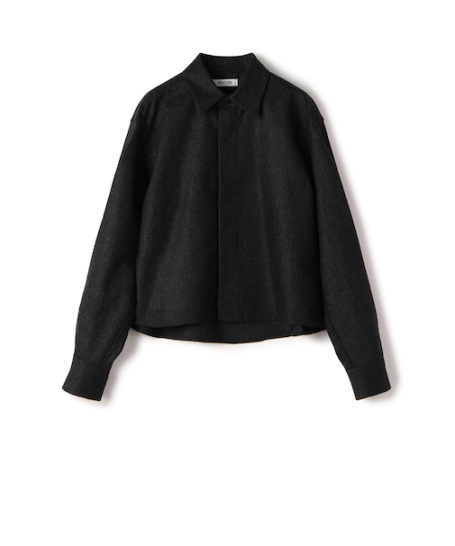 【WEB先行予約】ウールメルトンポプリン クロップドシャツ