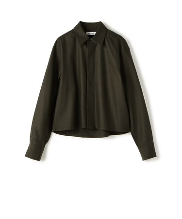 【WEB先行予約】ウールメルトンポプリン クロップドシャツ