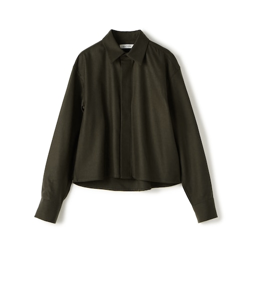 【WEB先行予約】ウールメルトンポプリン クロップドシャツ