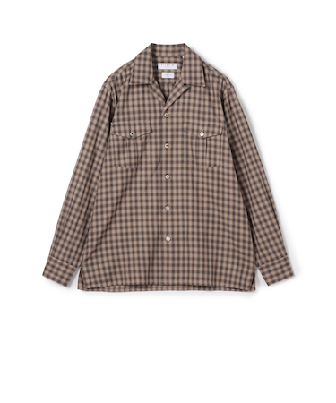 コットンオンブレーチェック ダブルポケットオープンカラーシャツ ALBINI