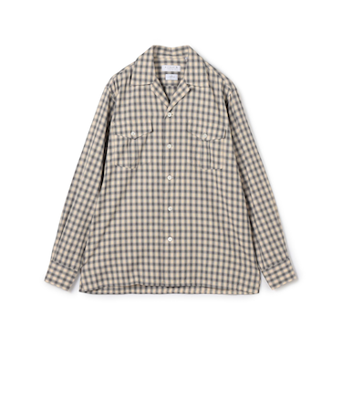 コットンオンブレーチェック ダブルポケットオープンカラーシャツ ALBINI