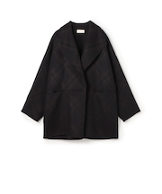 【WEB先行予約】ダブルフェイスチェックジャガード ウィングカラーコート