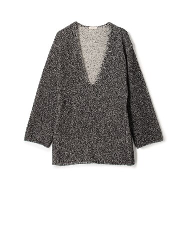 カード×カールヤーンニット Vネックチュニックプルオーバー
