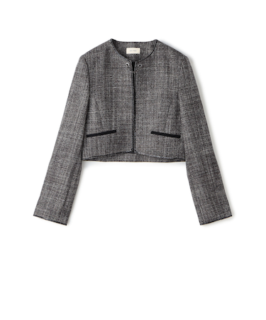 ウールリネンツイード クロップドジャケット